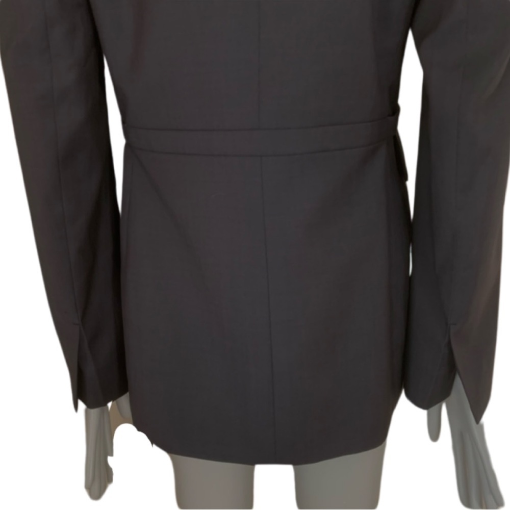 MARLOWE Made in Italy Wool Tailored Belted Blazer Blue Career Professional 42/8 - Picture 11 of 16